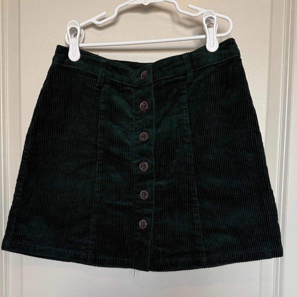Forest Green Corduroy A-Line Skirt
